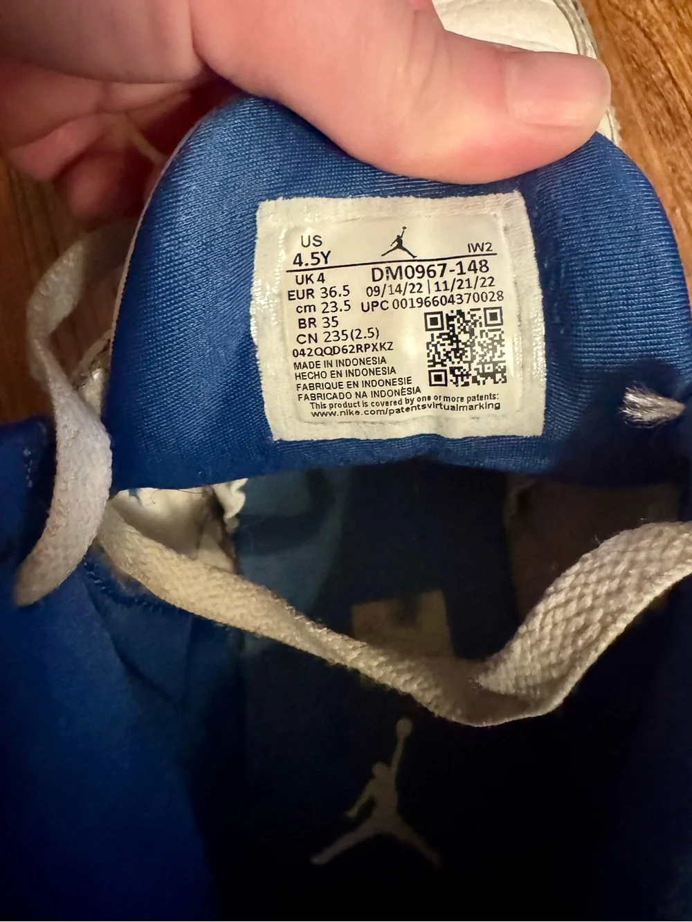 Jordan Kids White and Blue Sneakers with Gold Jumpman